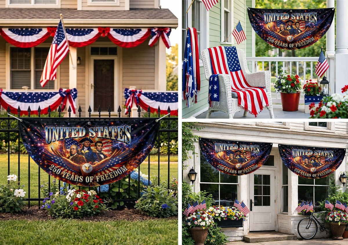 America 250 Years of Freedom Fence - Patriotic Eagle & Founding Fathers for 2026 - Rust Field Wear
