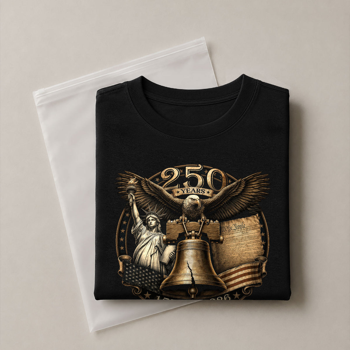 Liberty Bell Statue of Liberty T-Shirt - Patriotic 250 Years Heritage Tee - Rust Field Wear