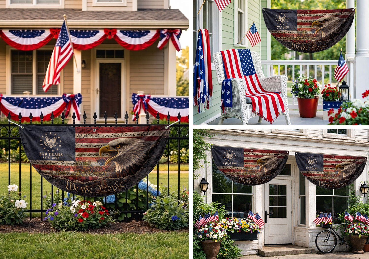 Fence Flag 250th Anniversary USA Flag 1776-2026 Eagle Patriotic Banner 250 Year American Anniversary Flag Decor - Rust Field Wear