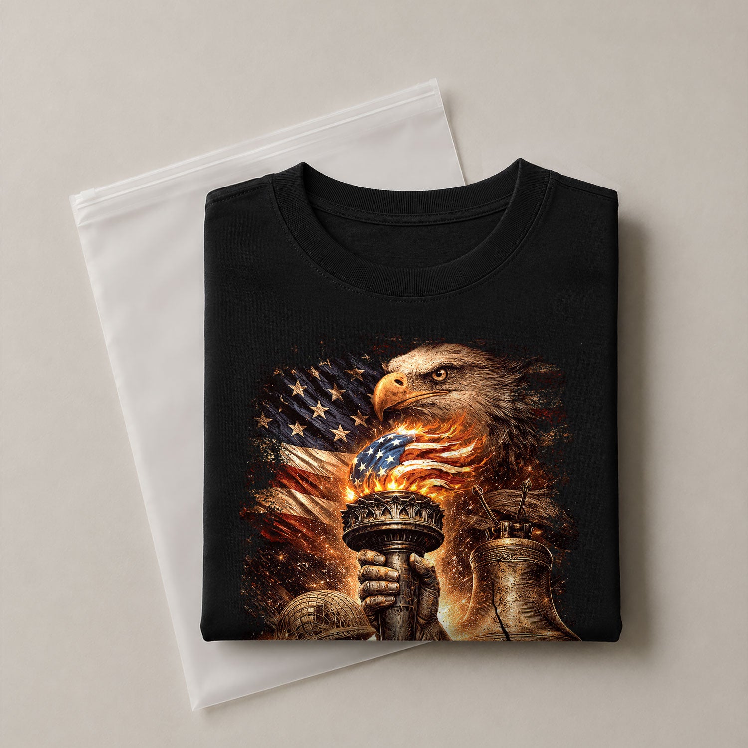 Freedom T Shirt, Freedom Eagle Liberty Torch American Flag Patriotic Vintage - Freedom Shirts for Men - Rust Field Wear