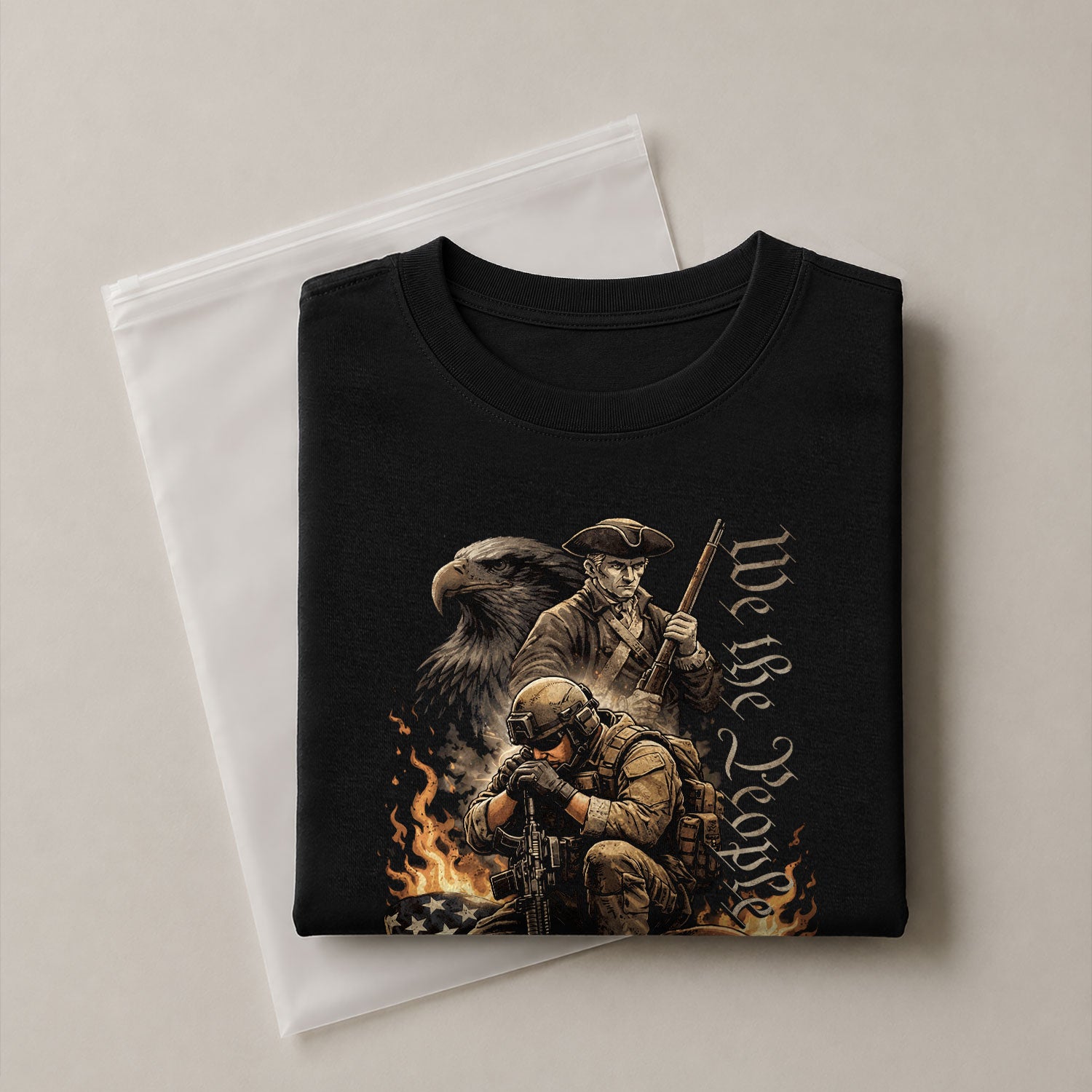 We The People Military Veteran Patriotic Eagle Flag - Freedom Shirts for Men, Patriotic T Shirts - Rust Field Wear