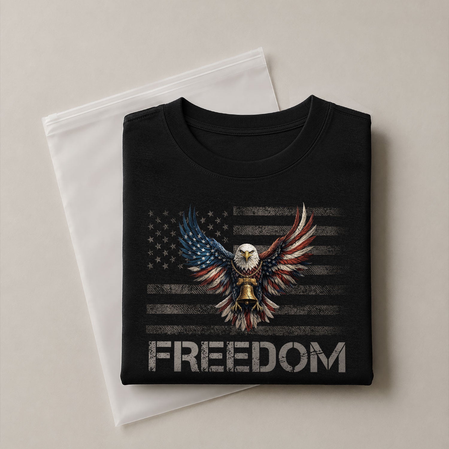 Patriotic T Shirts, Freedom USA Patriotic Eagle Liberty Bell Flag - Freedom Shirts for Men - Rust Field Wear