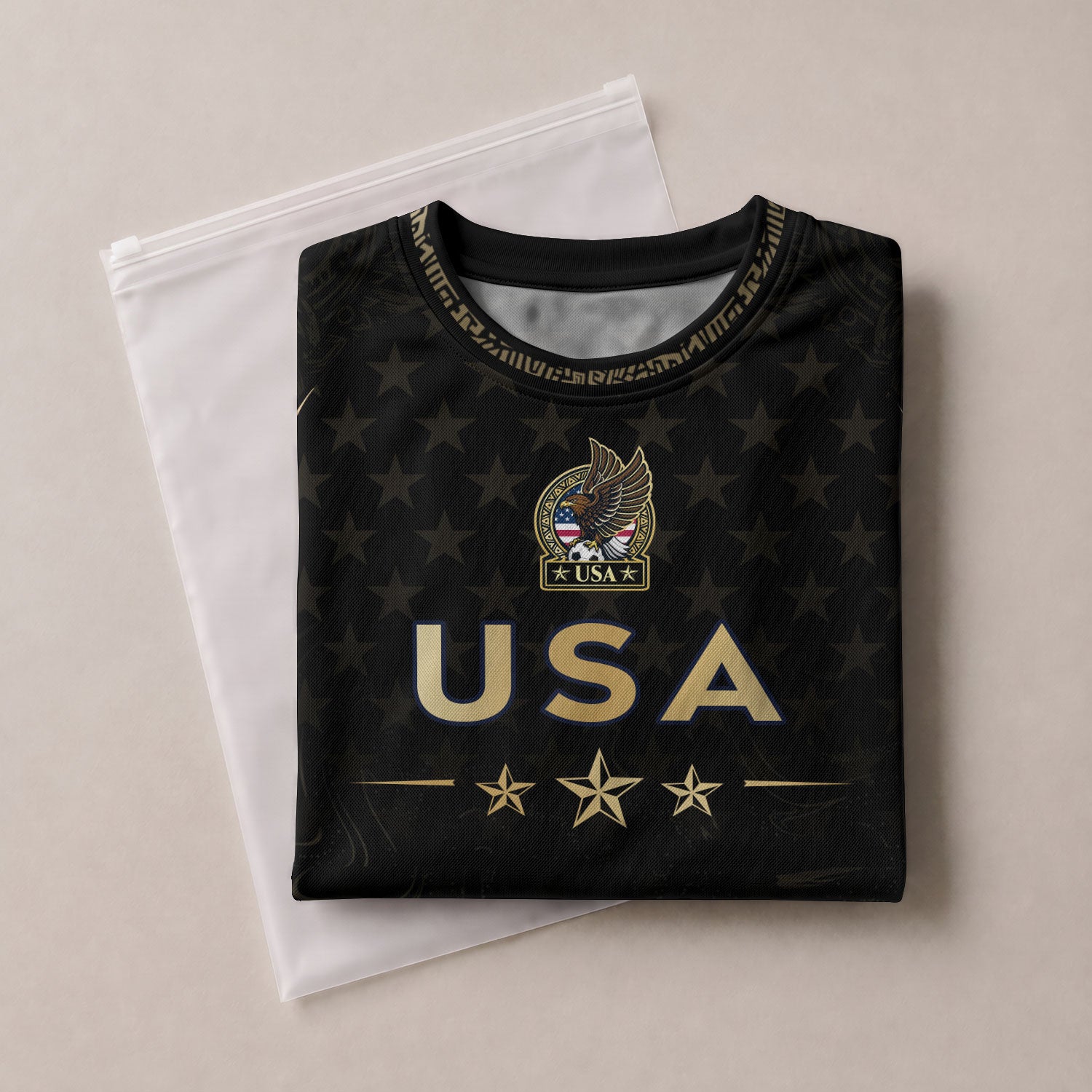 USA Soccer Jersey Patriotic Eagle Black Gold Marble Football Shirt Men Women Sportswear