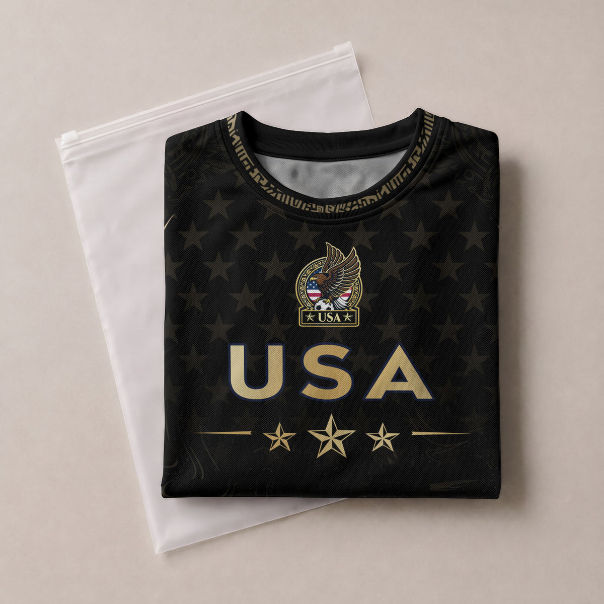 USA Soccer Jersey Patriotic Eagle Black Gold Marble Football Shirt Men Women Sportswear upsale - Rust Field Wear