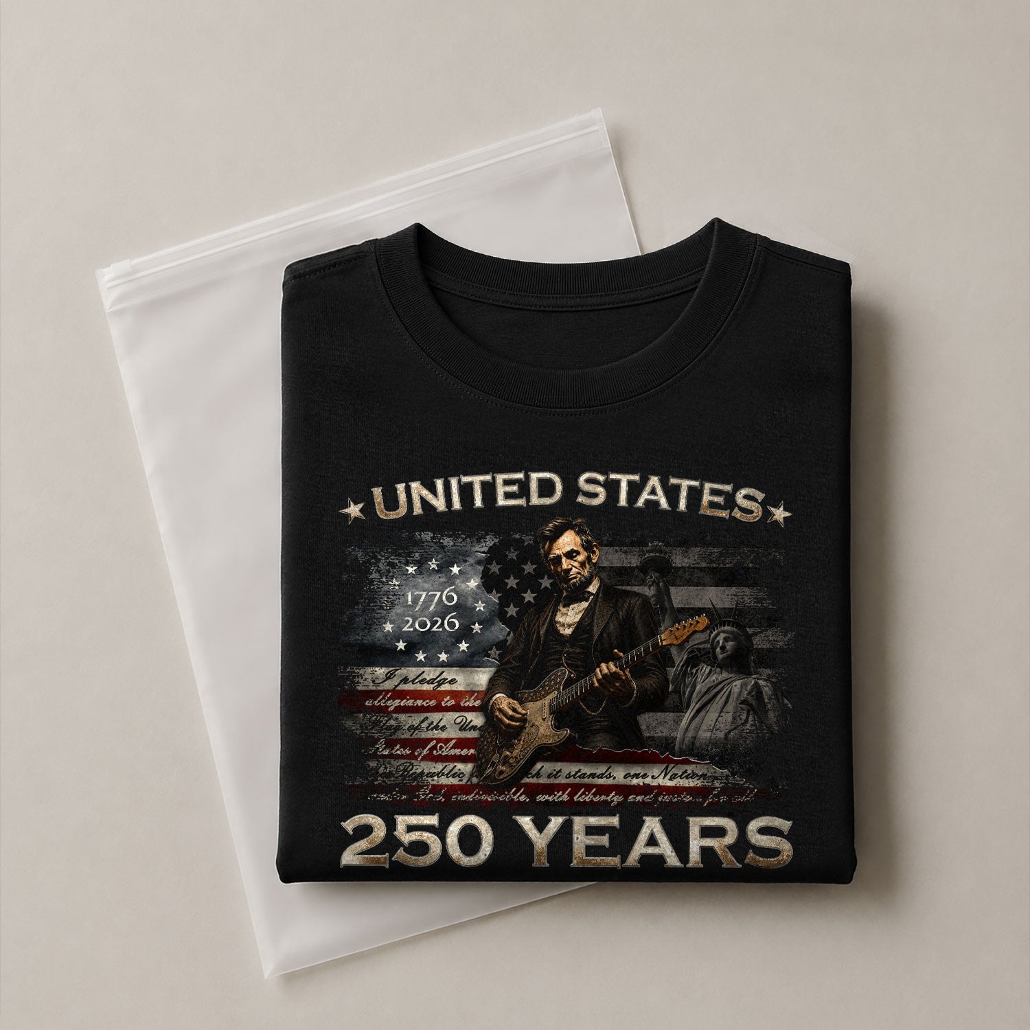 1776 2026 Shirt Vintage Abraham Lincoln Playing Guitar US Flag Patriotic 250 Years Tee - Rust Field Wear