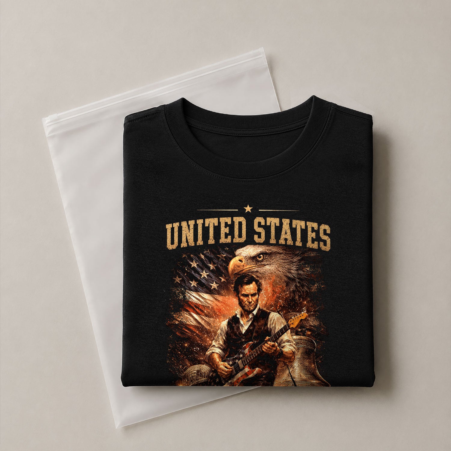 Bald Eagle Liberty Bell Lincoln Guitar Shirt Vintage 1776 2026 Patriotic US Flag Tee - Rust Field Wear