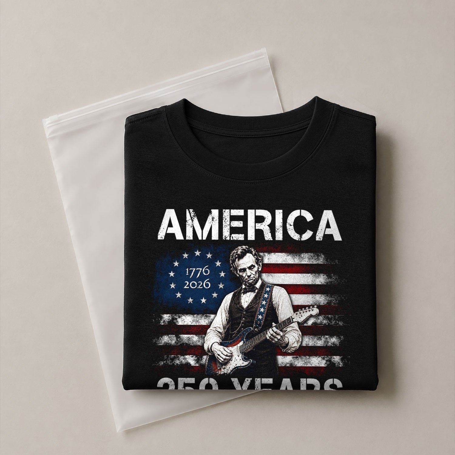 Vintage 1776 2026 Shirt Abraham Lincoln Playing Guitar US Flag Patriotic - Rust Field Wear