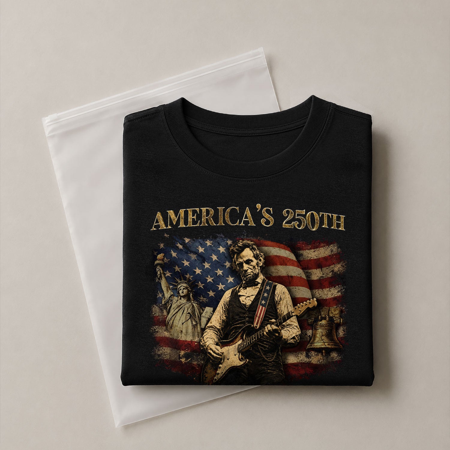 Liberty Bell Statue of Liberty Lincoln Guitar Shirt US Flag Patriotic 1776 2026 Tee - Rust Field Wear