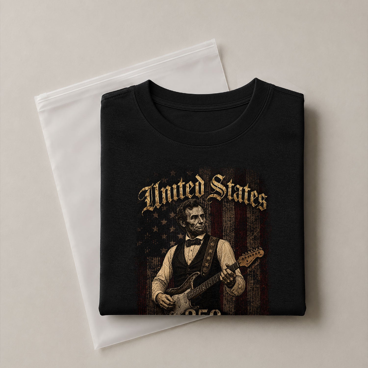 Lincoln Guitar Shirt Vintage 1776 2026 US Flag Patriotic Grunge Men Tee - Rust Field Wear