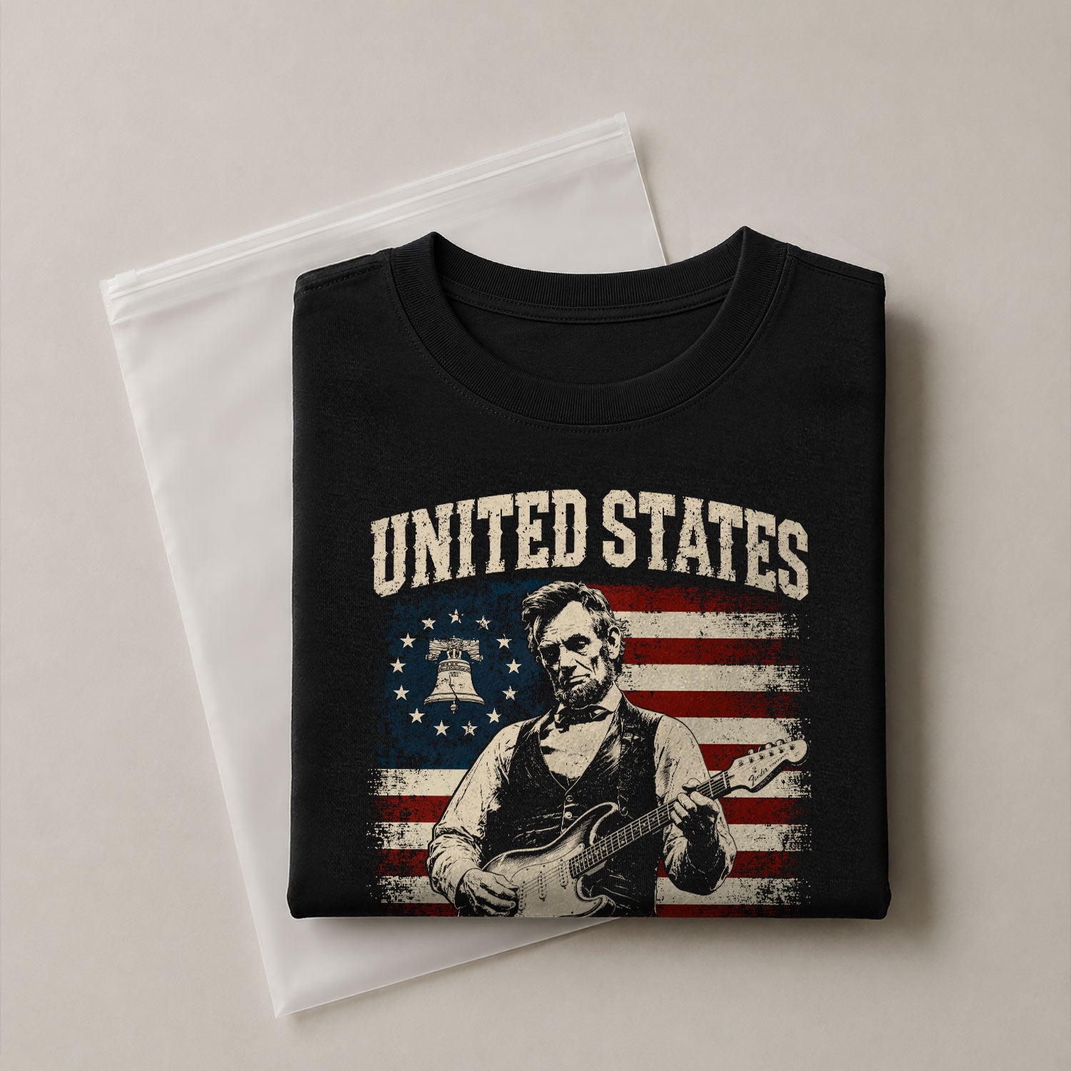Liberty Bell Abraham Lincoln Guitar Shirt Vintage 1776 2026 US Flag Patriotic Men Tee - Rust Field Wear