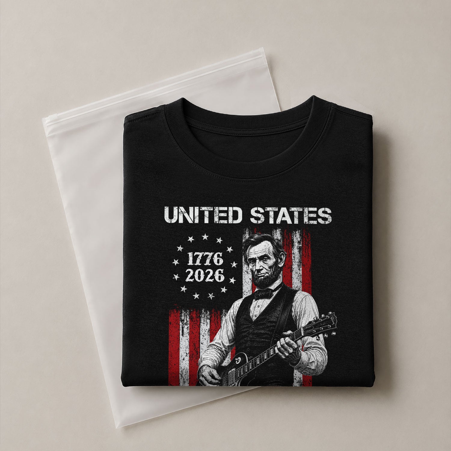 Betsy Ross Flag Lincoln Guitar Shirt Vintage 1776 2026 Patriotic US Flag 250 Years Tee - Rust Field Wear