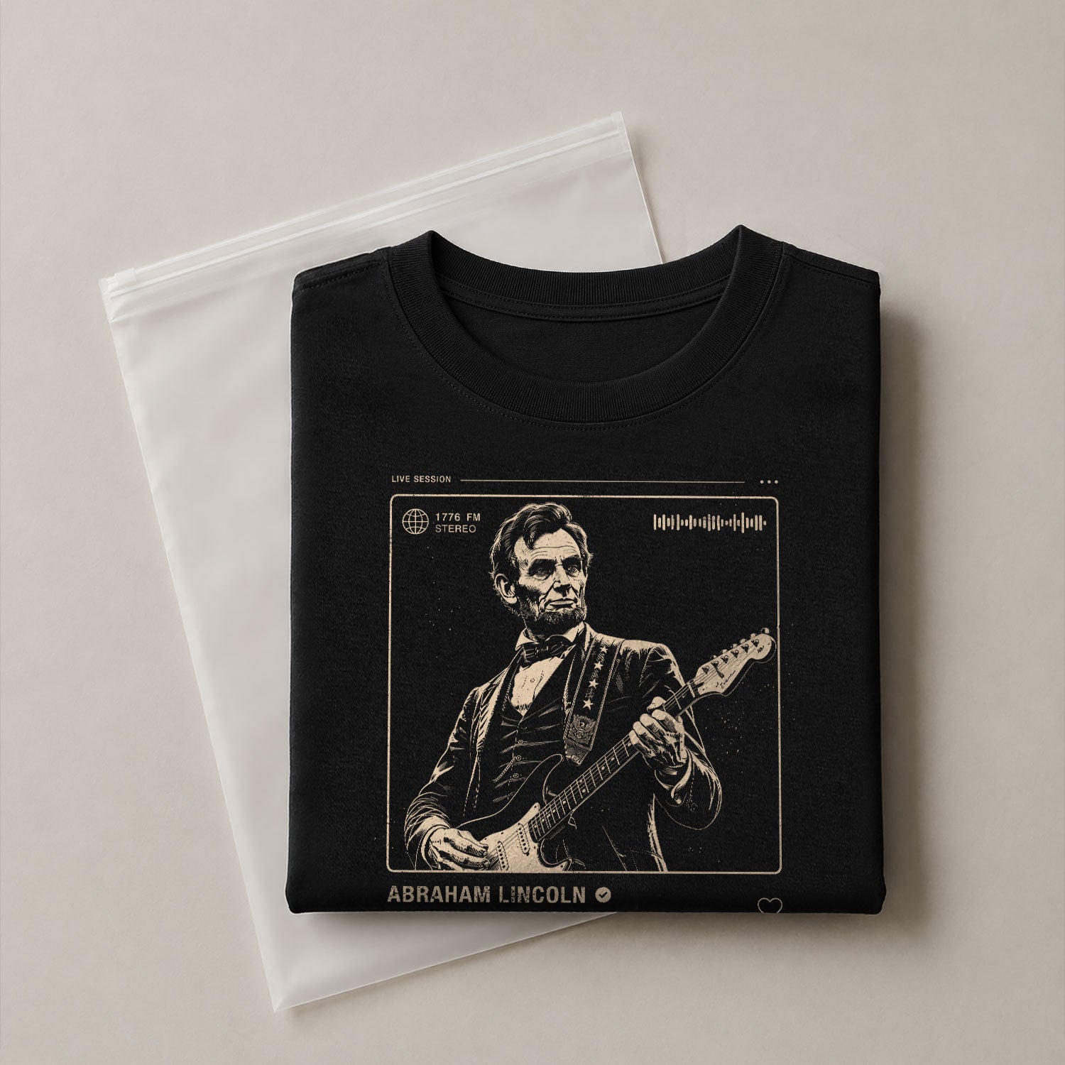 Abraham Lincoln Guitar Shirt Music Player Interface Patriotic Graphic Tee - Rust Field Wear