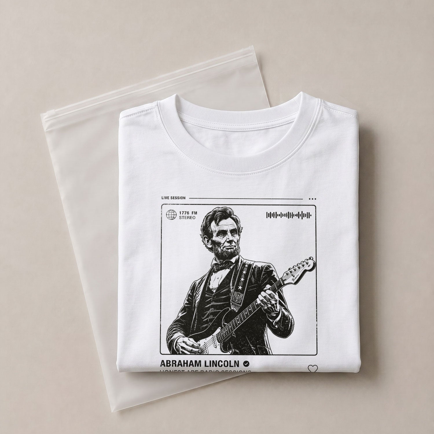 Abraham Lincoln Guitar Shirt Music Player Graphic Tee Patriotic Sketch Shirt - Rust Field Wear