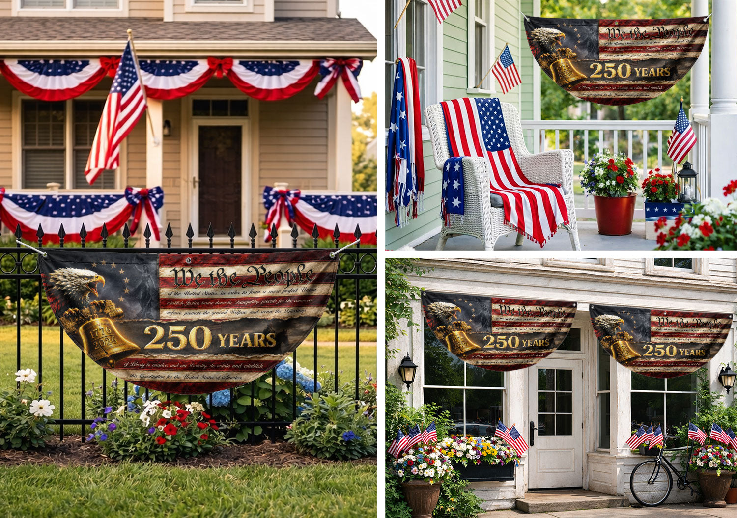 250th Anniversary US Fence Flag 1776-2026 Patriotic We The People Outdoor Banner