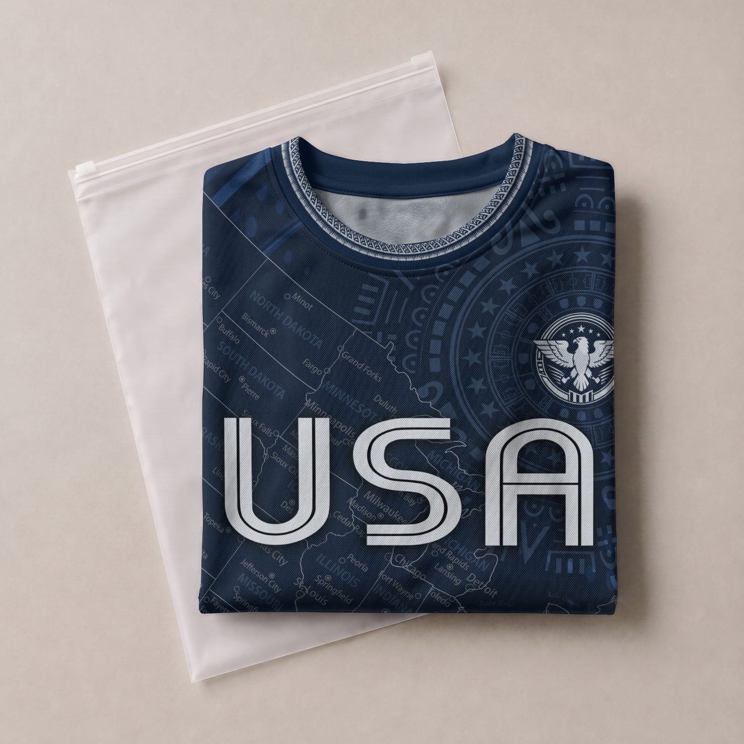 USA Soccer Jersey Vintage Navy US Map American Flag Shirt Patriotic Eagle Soccer Fan Tee