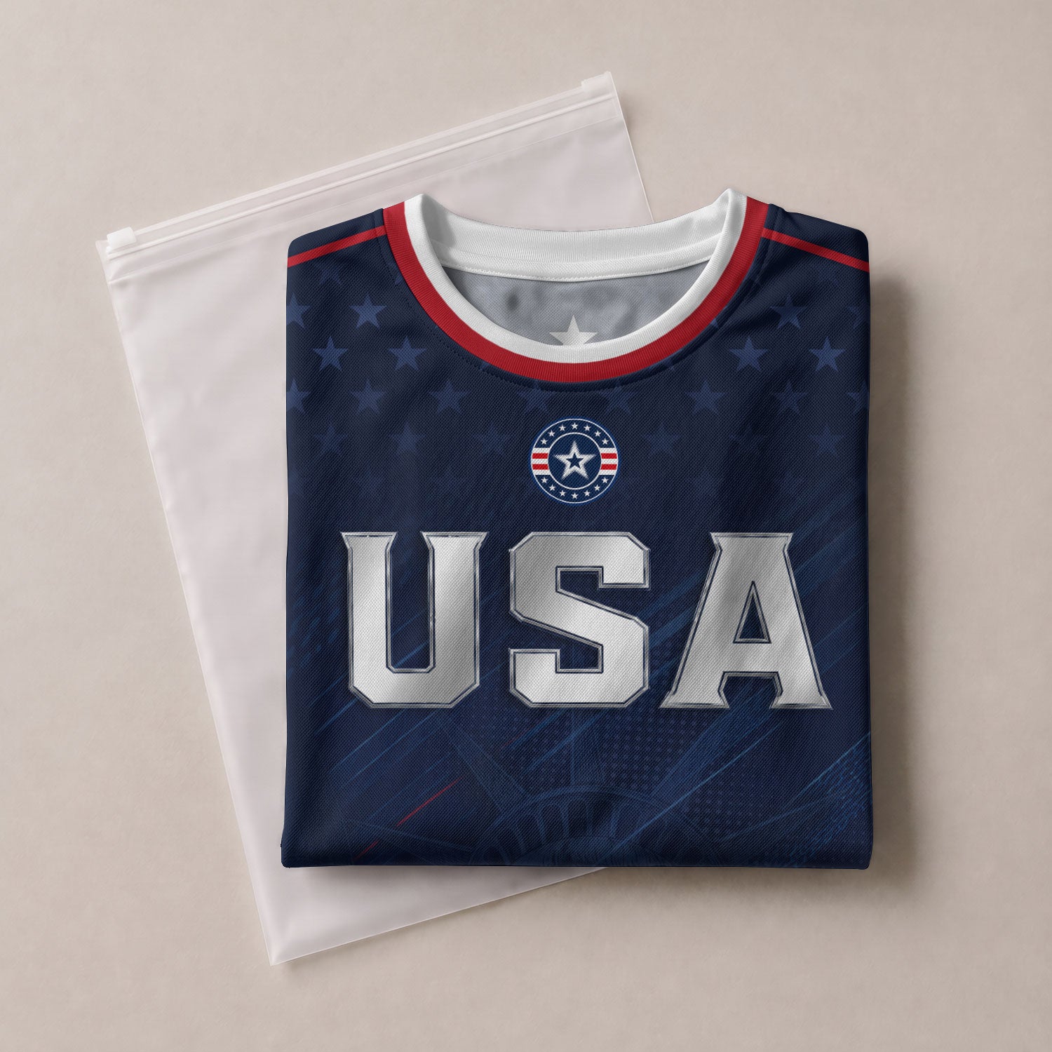 Navy USA Soccer Jersey Men Patriotic United States Football Shirt Silver USA Text Gift