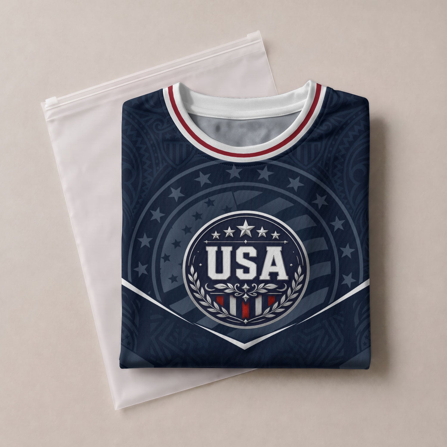 USA Soccer Jersey Navy Blue American Flag Shirt Patriotic Eagle Shield Fan Tee