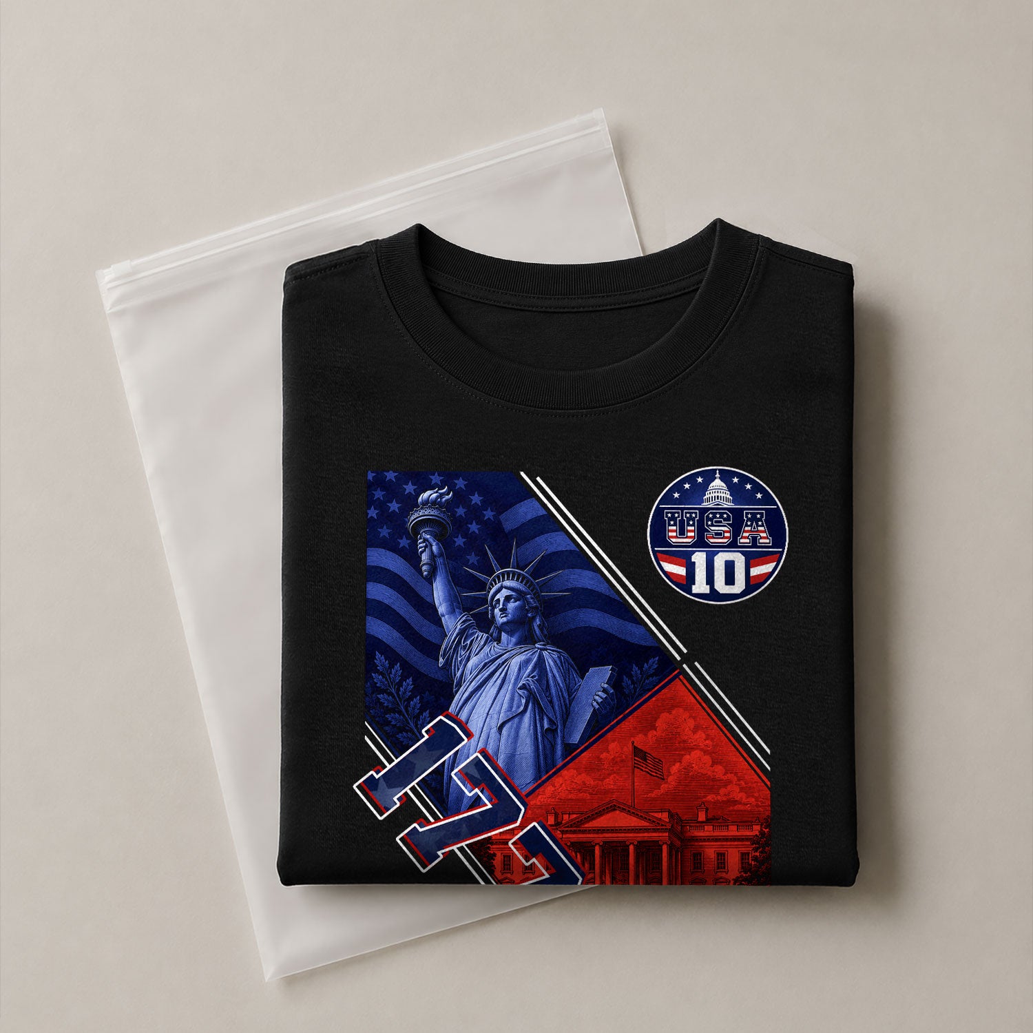 USA 1776 Sport Graphic Tee Patriotic Number 10 Statue Of Liberty Heritage Style Shirt - Rust Field Wear
