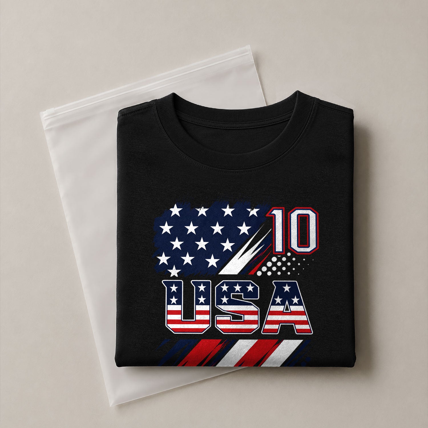 USA Number 10 Sport Tee Patriotic Stars And Stripes Graphic Mens Casual Fashion Shirt - Rust Field Wear