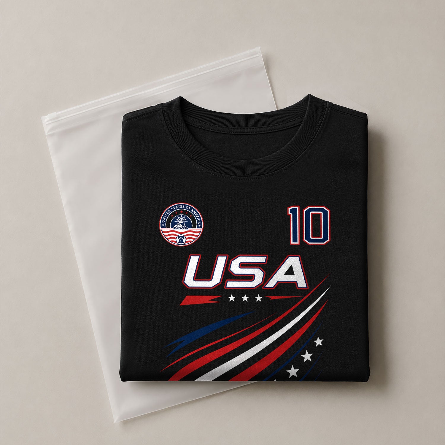 Patriotic USA Sport Graphic T Shirt Number 10 Flag Inspired Casual Mens Fashion - Rust Field Wear