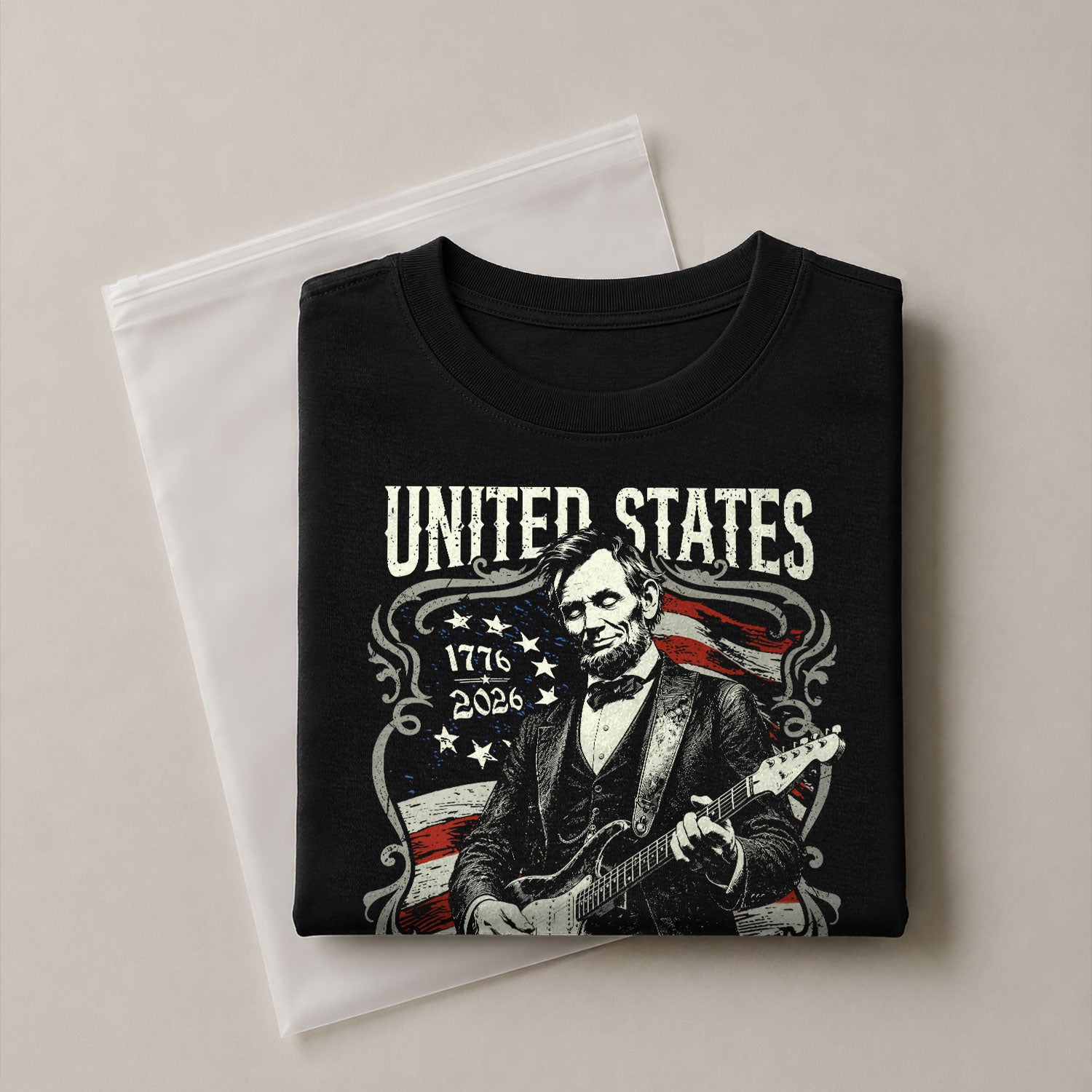 United States 250th Anniversary Shirt Abraham Lincoln Rock Guitar Patriotic Apparel - Rust Field Wear