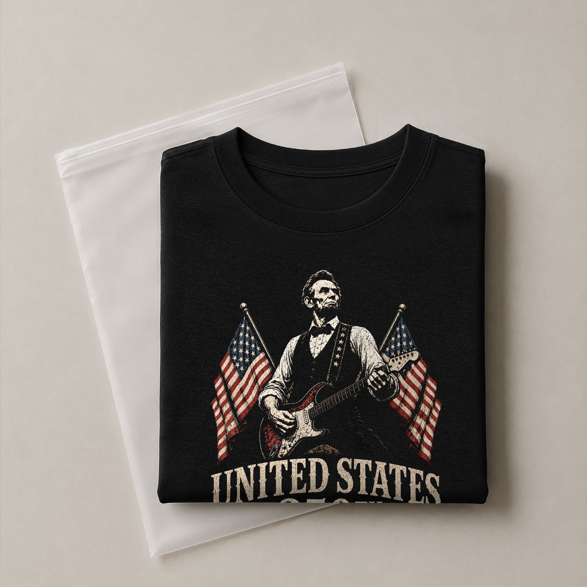 Mens T Shirt Patriotic Abraham Lincoln Guitar 1776-2026 250th Anniversary Rock Tee - Rust Field Wear