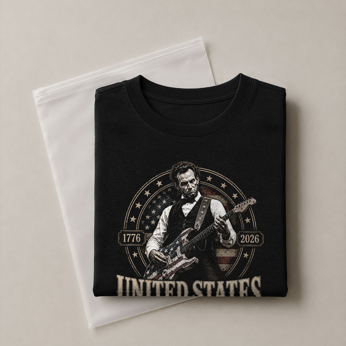 Mens T Shirt Patriotic 250 Years 1776-2026 Abraham Lincoln Star Badge Graphic Tee - Rust Field Wear