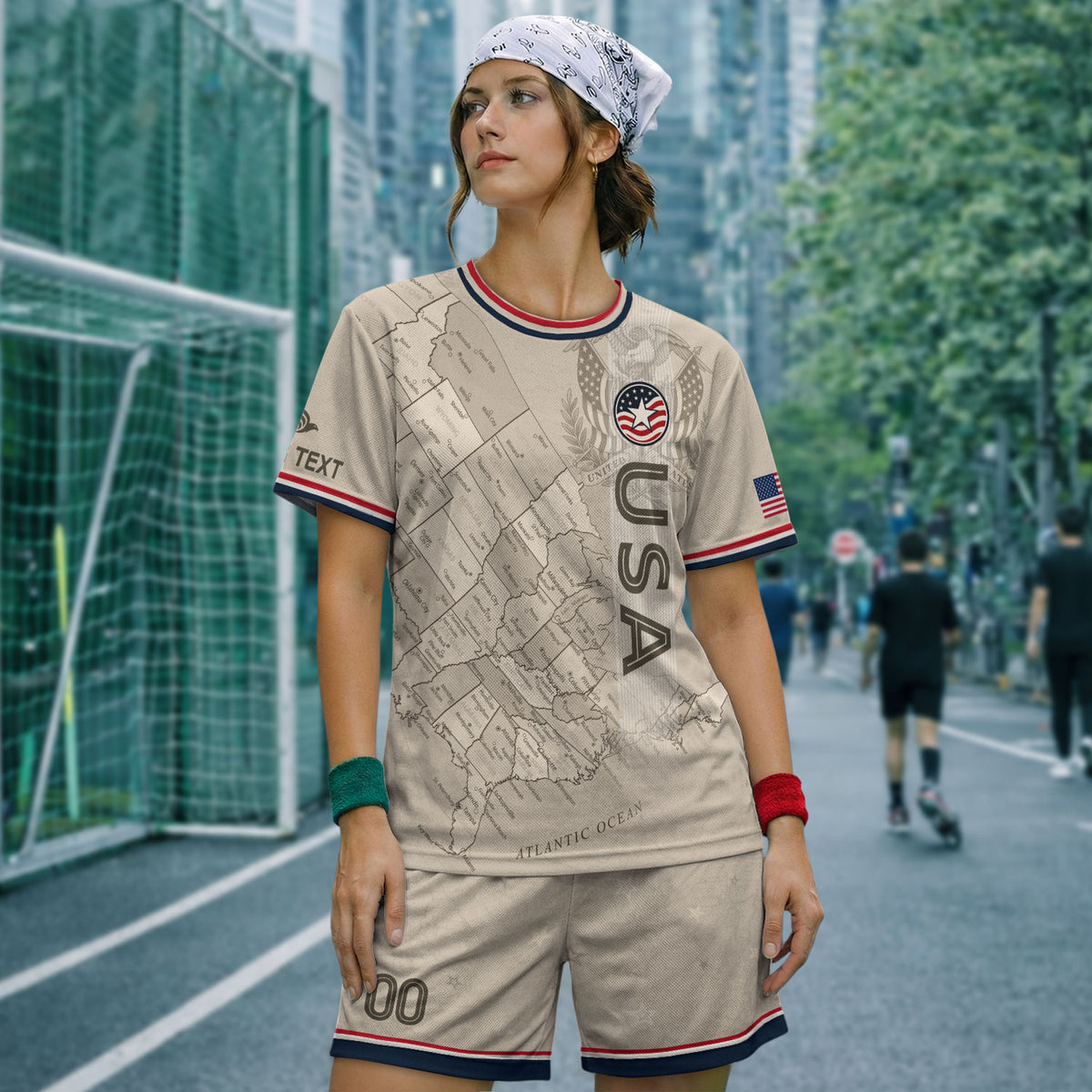 Personalized USA Soccer Jersey Custom Name Number Vintage Map Athletic Training Top - Rust Field Wear