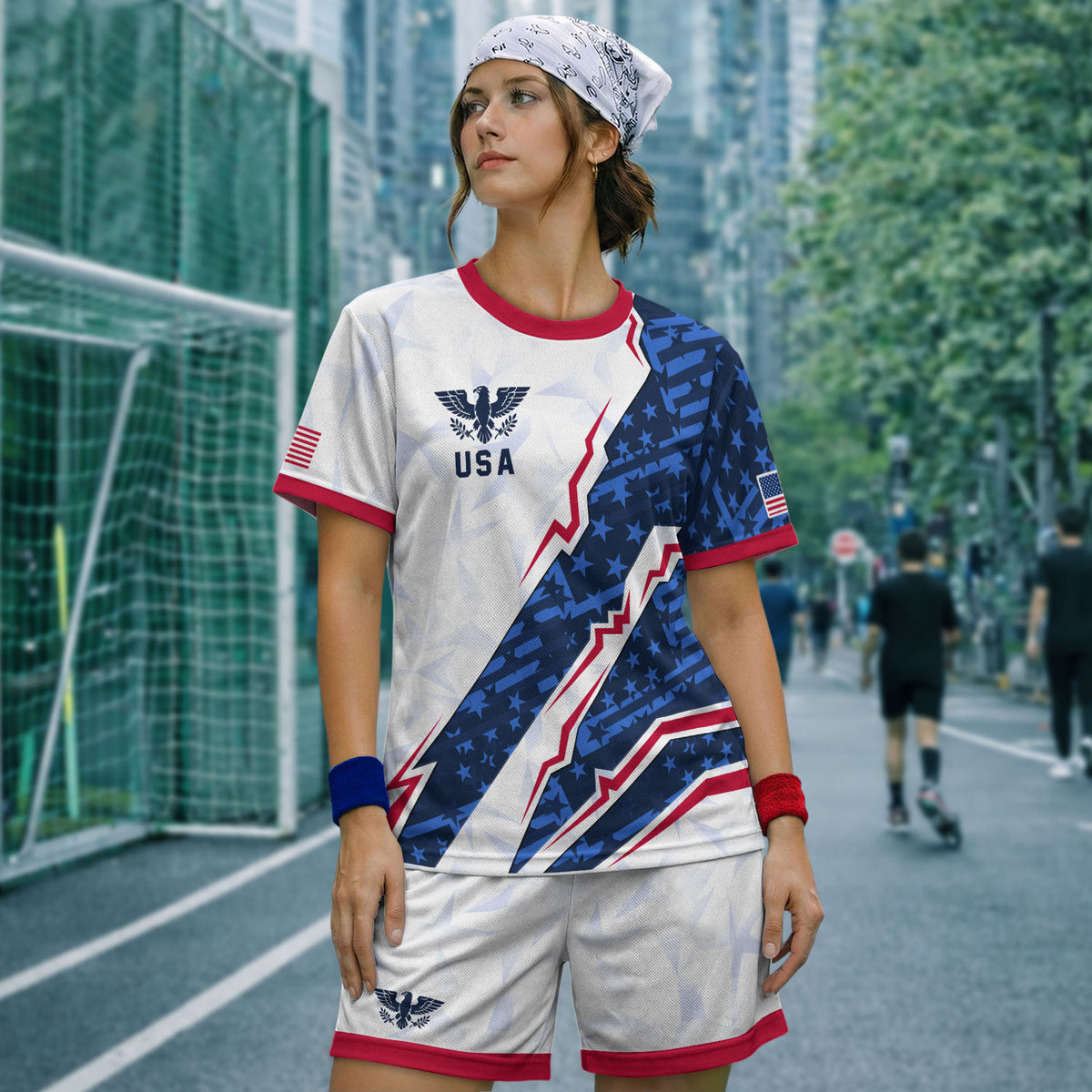 USA Eagle Soccer Jersey Adult American Pride Patriotic Soccer Fan Graphic Shirt