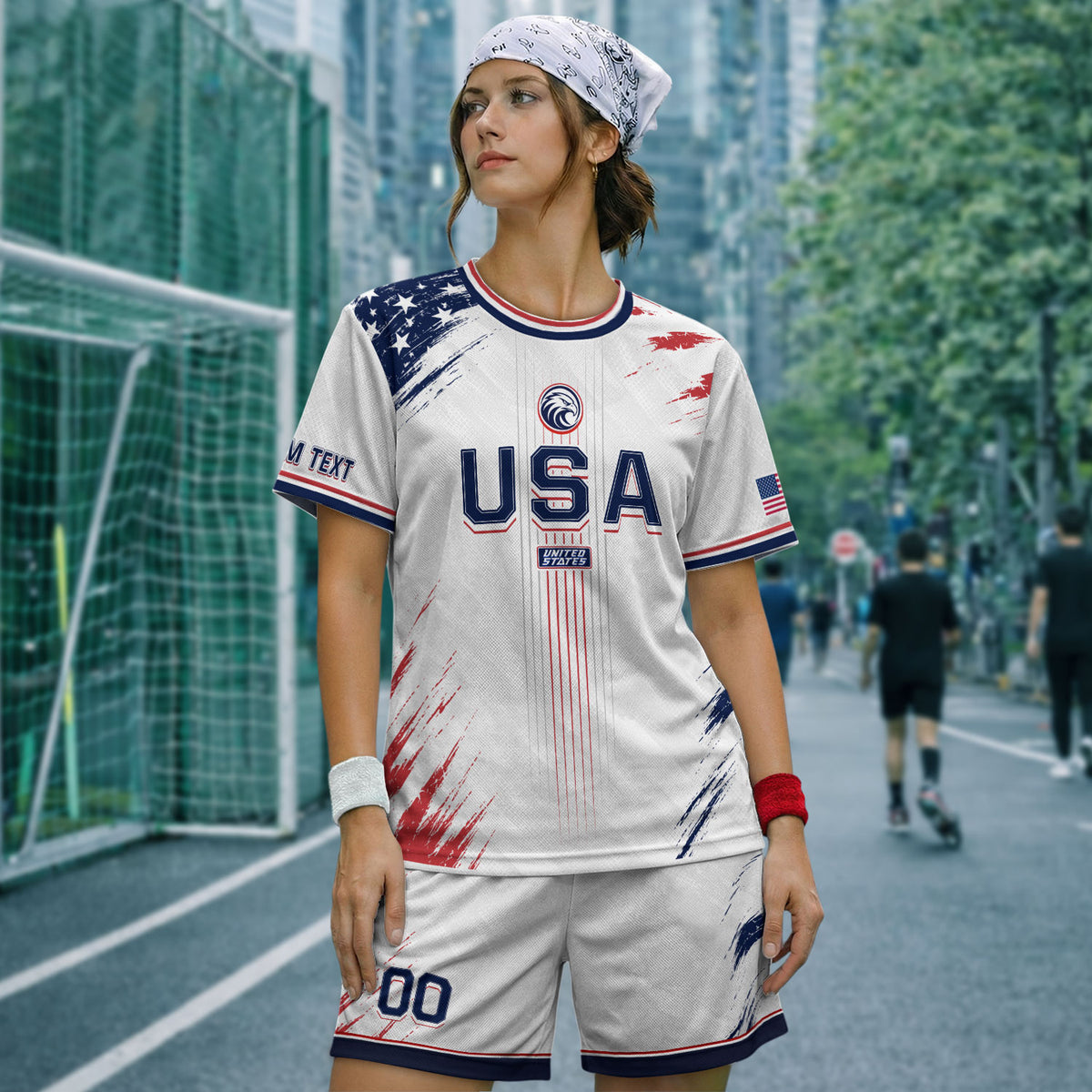 Custom USA Soccer Jersey Men White Brush Stroke Name Number Football Shirt - Rust Field Wear