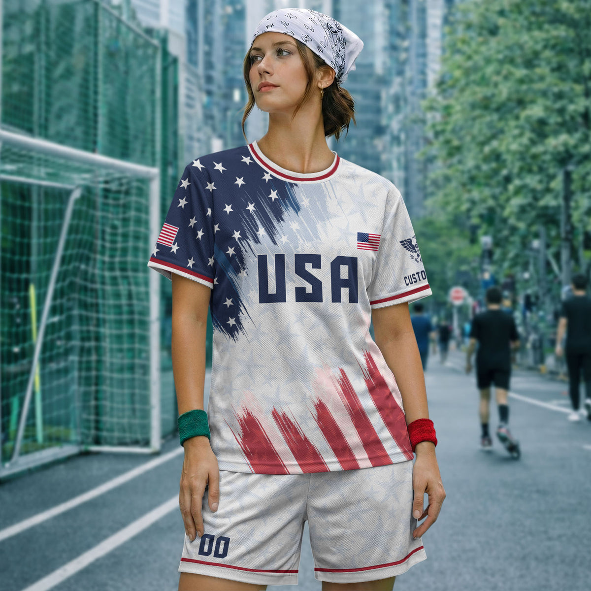 USA Soccer Jersey White Custom American Football Shirt Graphic Patriotic Tee Men - Rust Field Wear