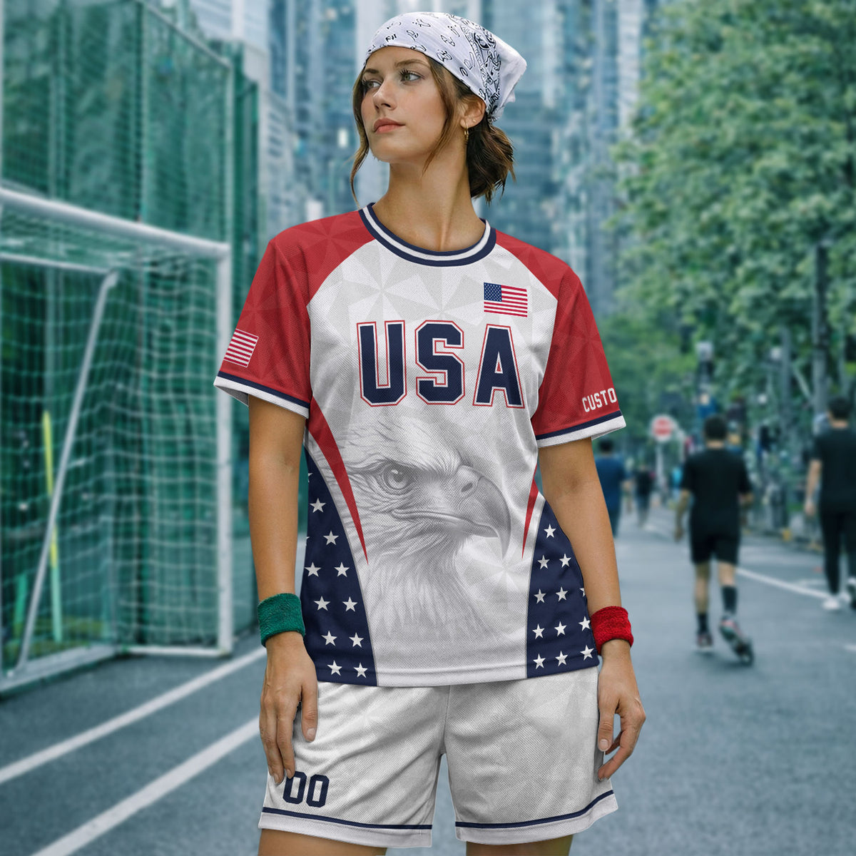 USA Soccer Jersey White Personalized American Football Shirt Eagle Pattern Team Men - Rust Field Wear