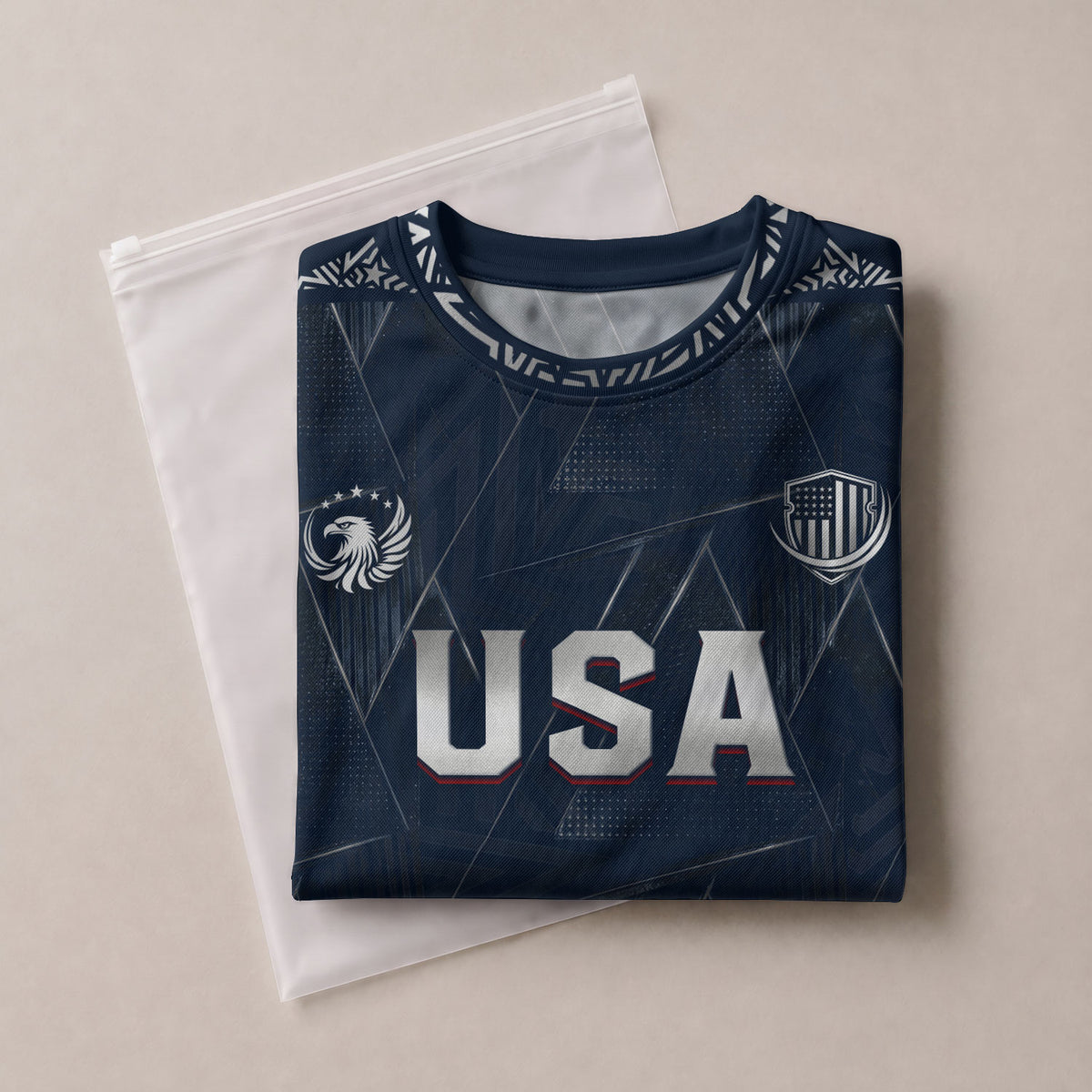 Adult Soccer Jersey Blue Patriotic Design - Bold Eagle Graphic Sport Training Shirt - Rust Field Wear