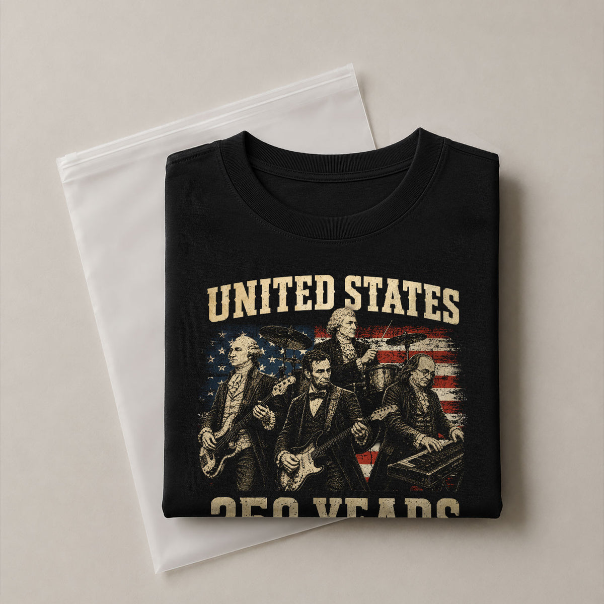 Founding Fathers Presidents Rock Band T-Shirt 250 Years Vintage 1776-2026 Patriotic - Rust Field Wear