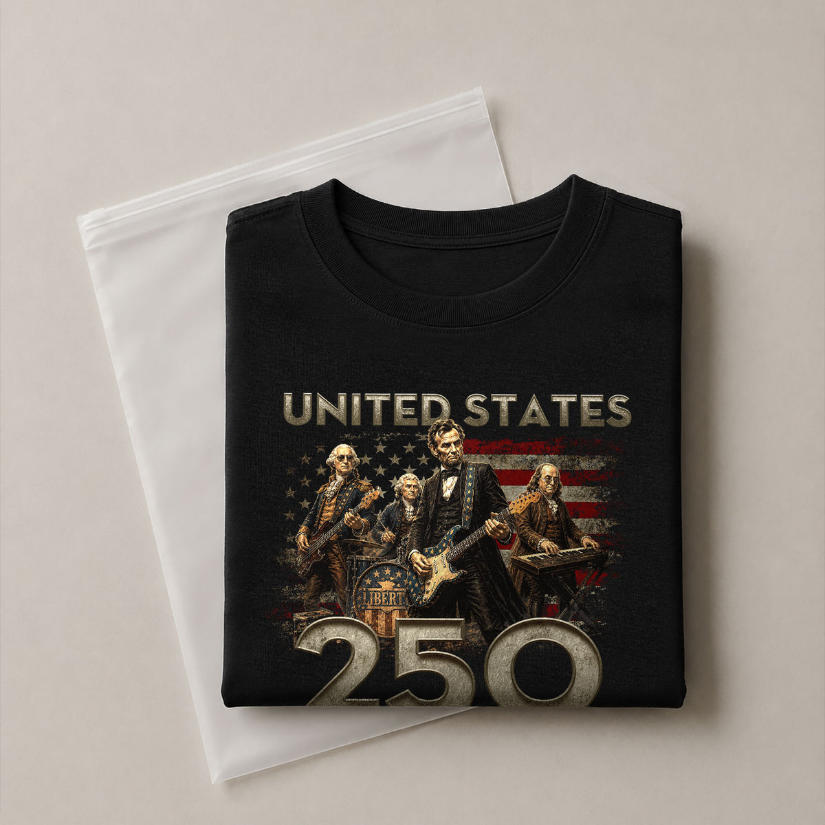 1776-2026 Presidents Band Graphic T Shirt - Lincoln Patriotic Unisex Summer Tee - Rust Field Wear