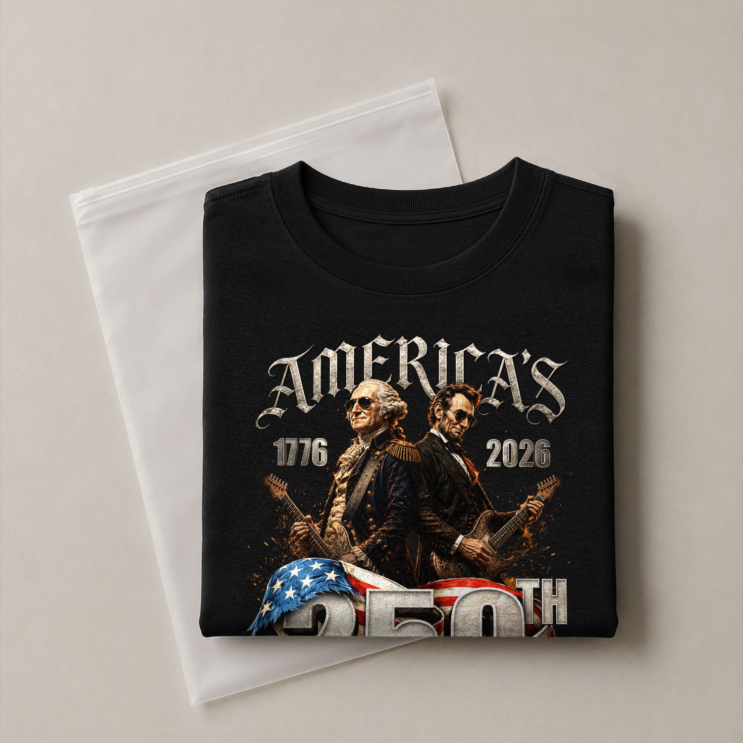 Washington Lincoln Guitar T-Shirt 1776-2026 Historical Patriotic Graphic Tee Anniversary Gift - Rust Field Wear