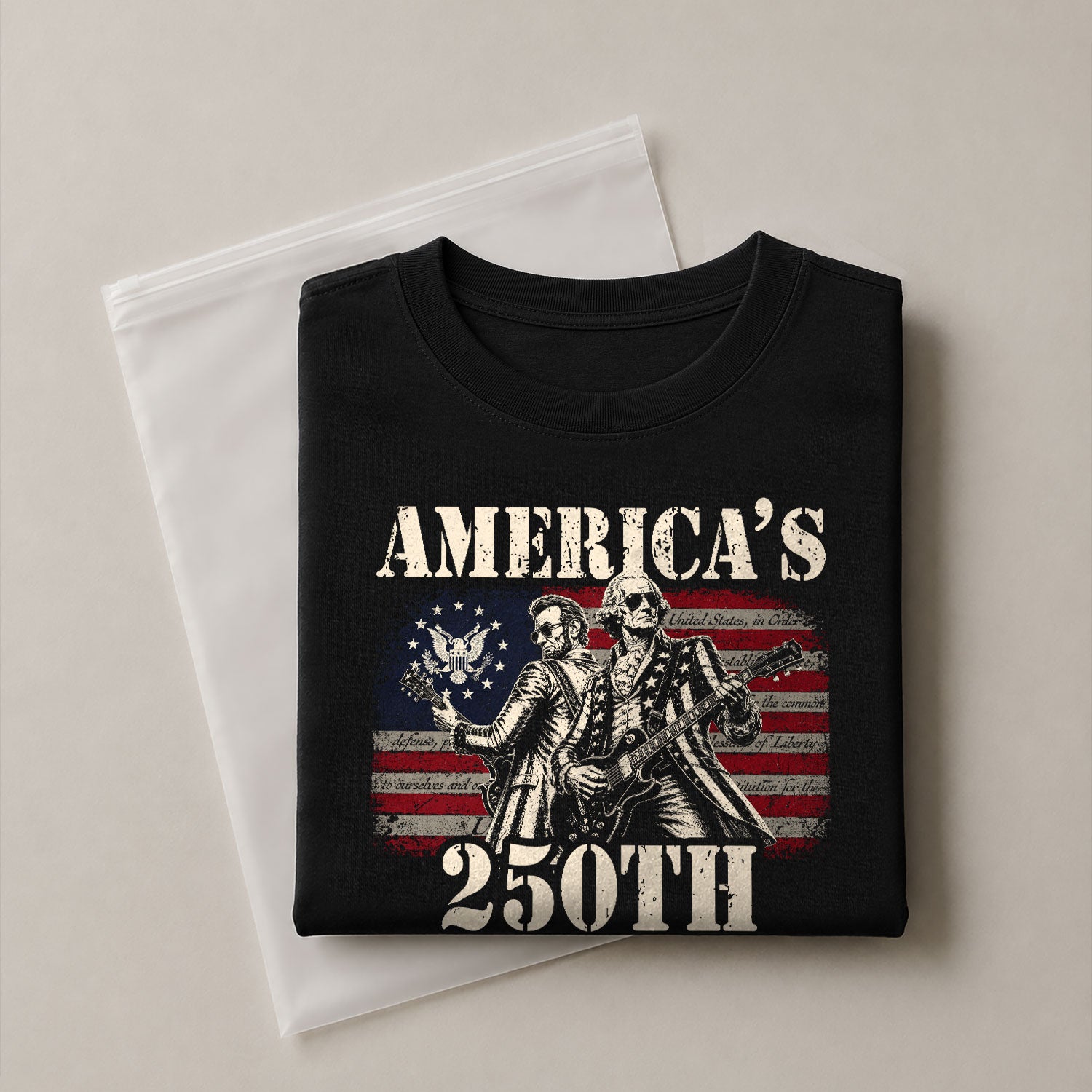 Historical Figures Guitar Hero Shirt 1776-2026 Patriotic Graphic Tee Anniversary Outfit - Rust Field Wear