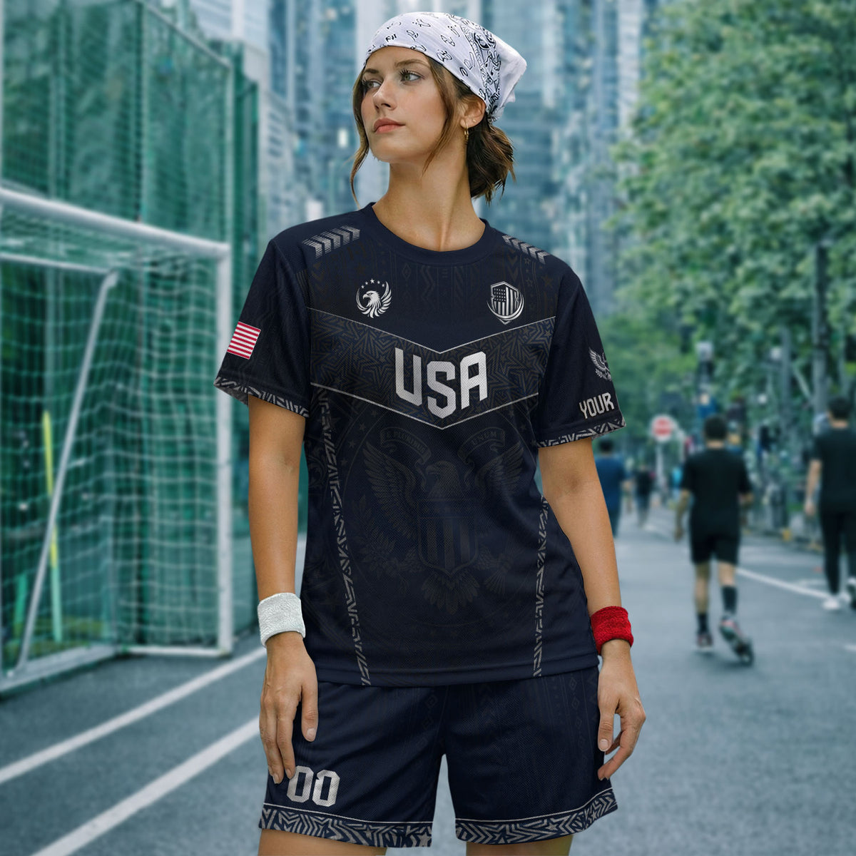 Custom Adult USA Soccer Jersey - Personalized Name & Number Patriotic Sports Team Shirt - Rust Field Wear