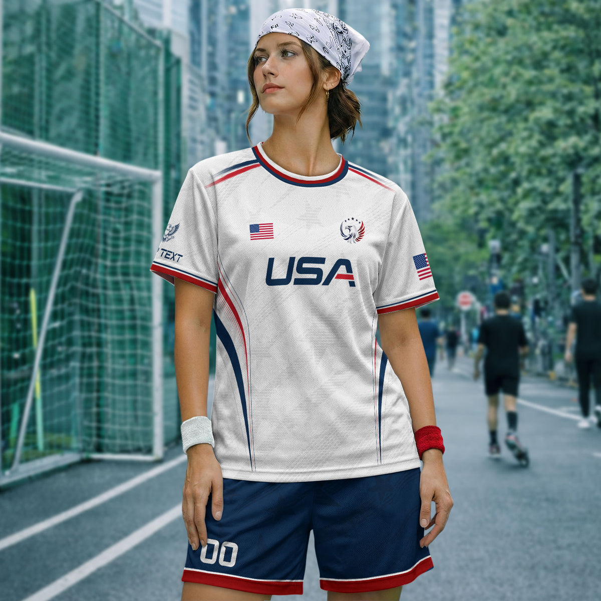 Custom White USA Soccer Jersey Personalized Adult Name Number Patriotic Sports Uniform - Rust Field Wear