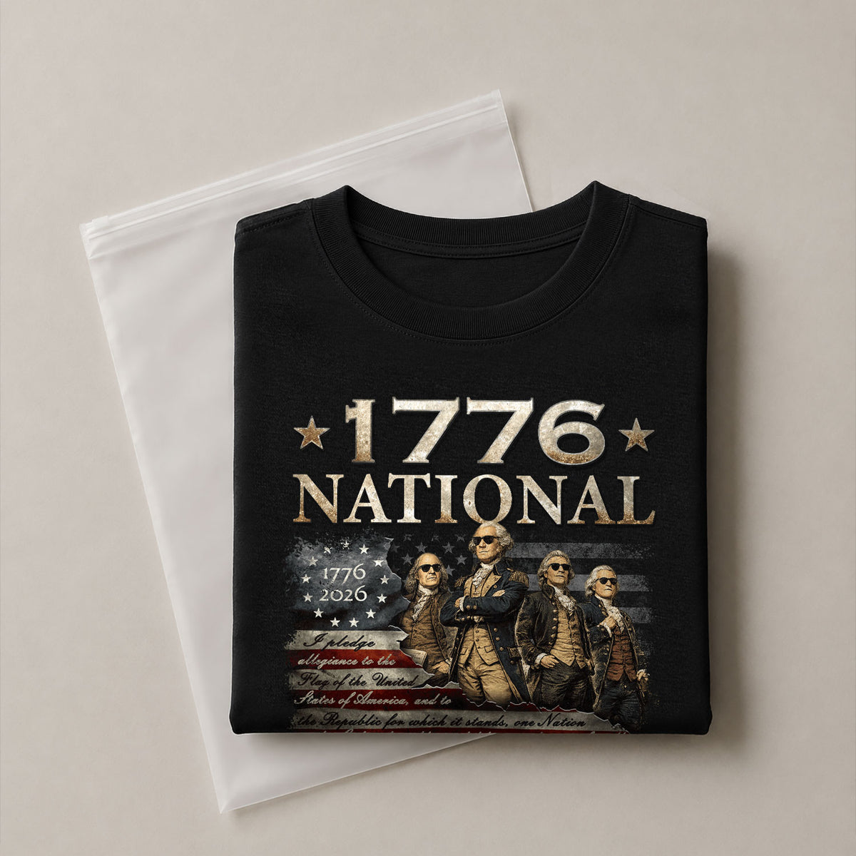 1776 National Champs T-Shirt Patriotic US Founding Fathers Fourth of July Graphic Tee - Rust Field Wear