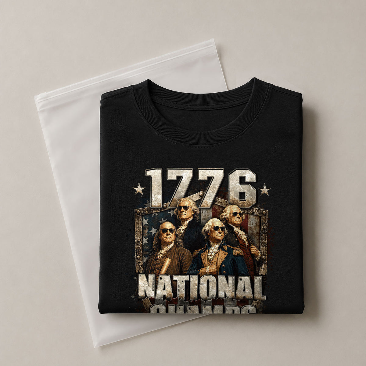 1776 National Champs Shirt Retro Patriotic Shield American Pride Independence Day Graphic Tee - Rust Field Wear