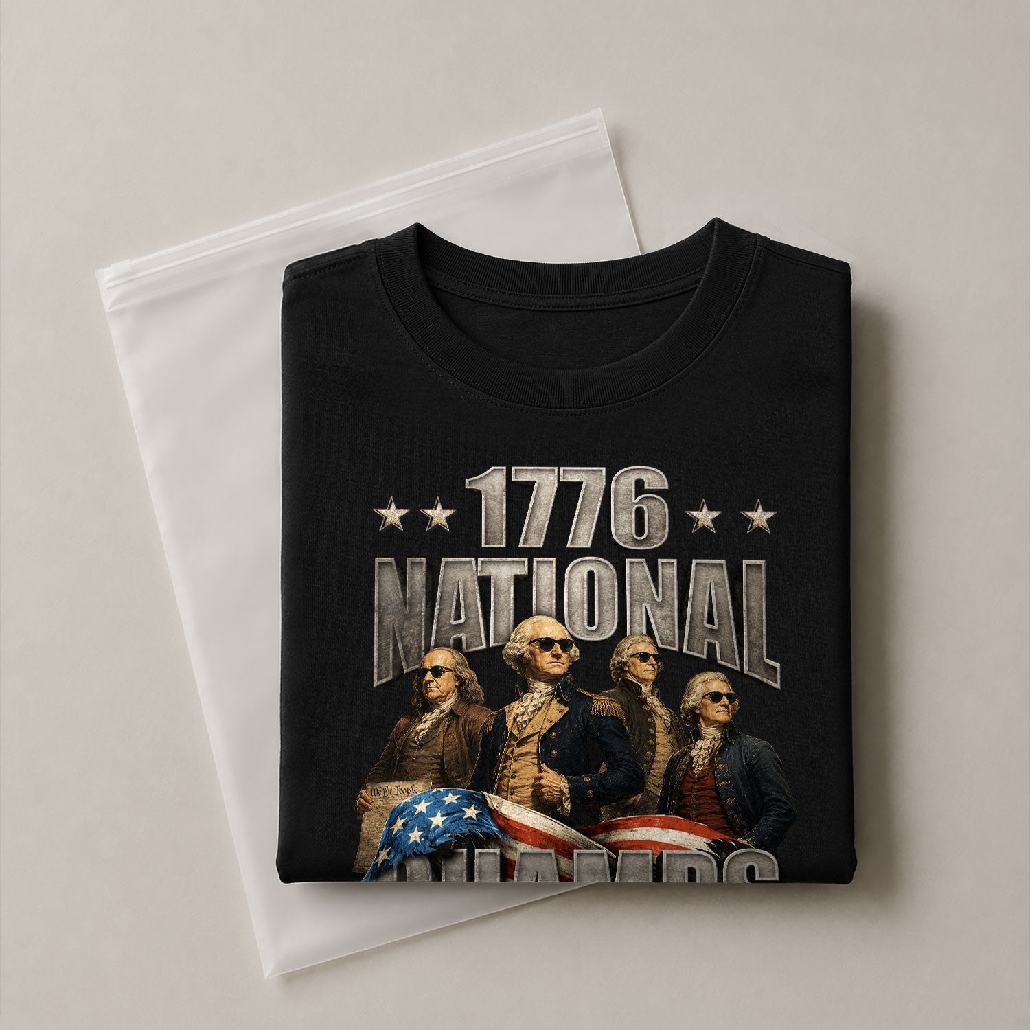 1776 National Champs T-Shirt Waving Flag US Founding Fathers Patriotic 4th of July Tee - Rust Field Wear