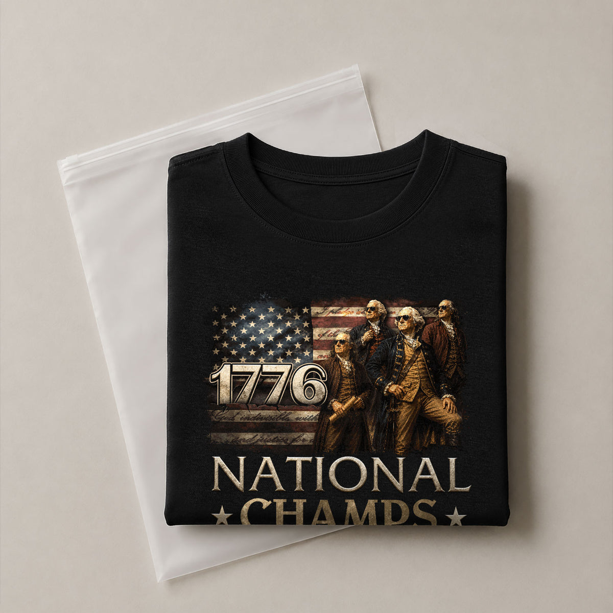 1776 National Champs T-Shirt Patriotic US Founding Fathers 4th of July Vintage Graphic Tee - Rust Field Wear