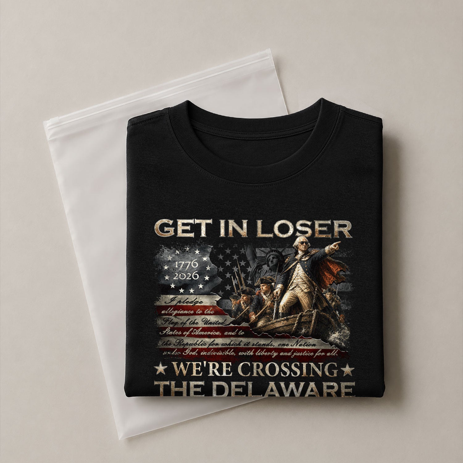 The Delaware Crossing Patriotic Tee - Historic 1776-2026 Commemorative Cotton Apparel - Rust Field Wear