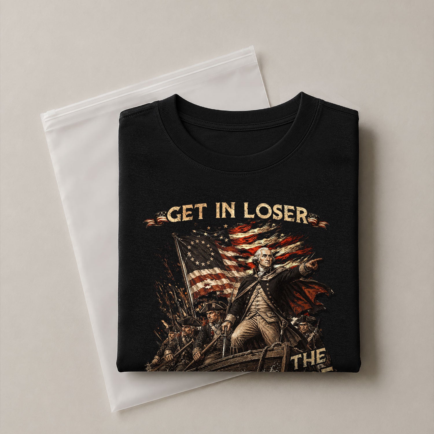 The Delaware Crossing Graphic Tee - Vintage Patriotic George Washington Cotton Shirt - Rust Field Wear