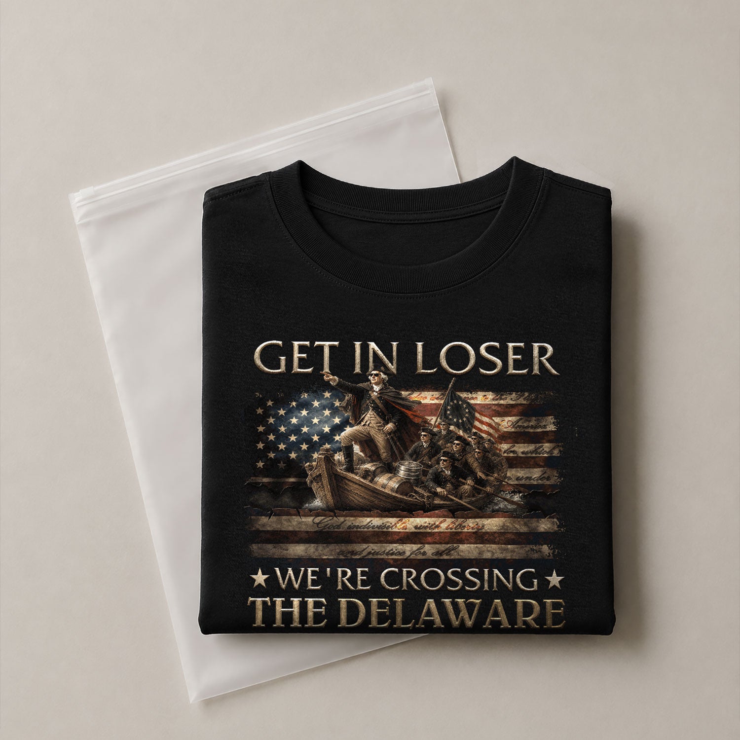 Crossing The Delaware Shirt Get In Loser We're Crossing George Washington T-Shirt - Rust Field Wear