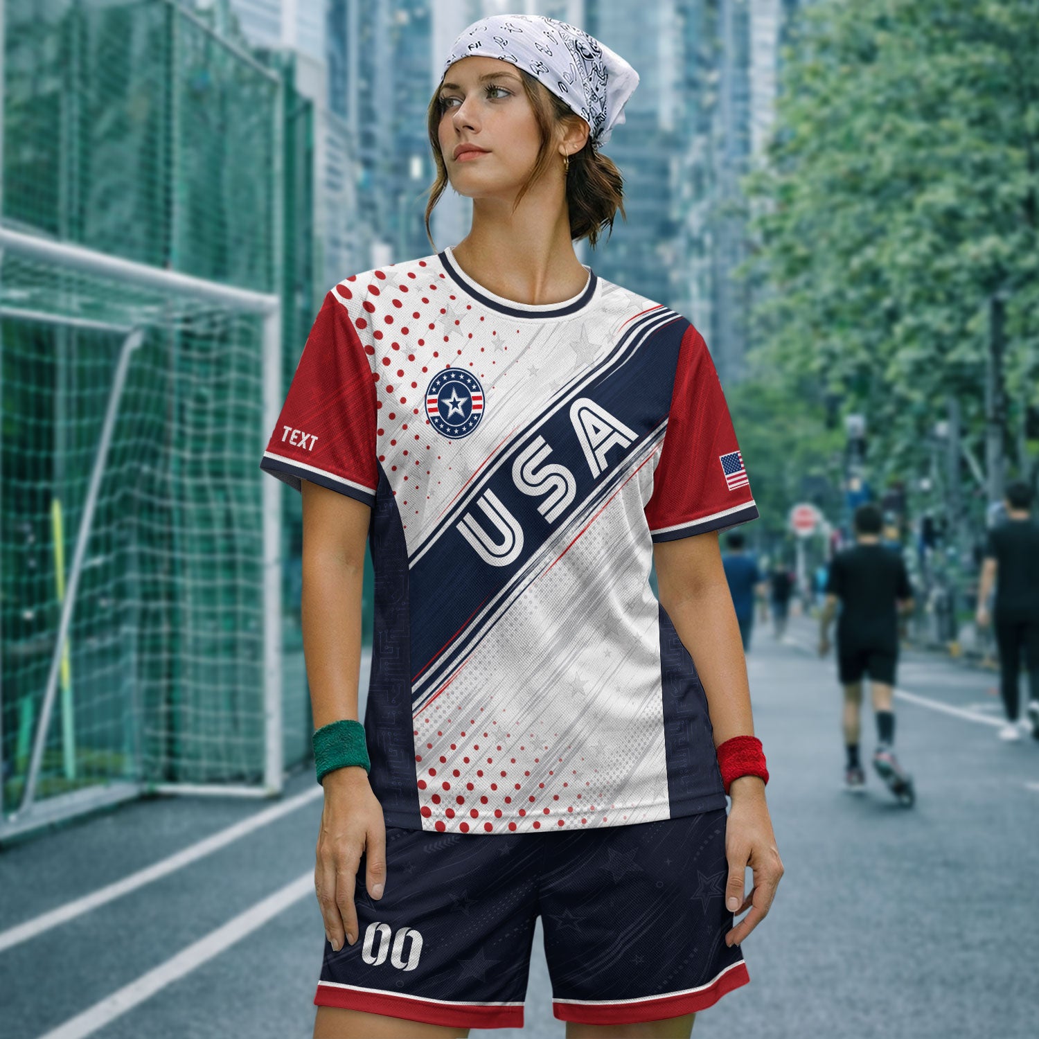 Custom Adult White Soccer Jersey - Personalized Name & Number USA Patriotic Sportswear