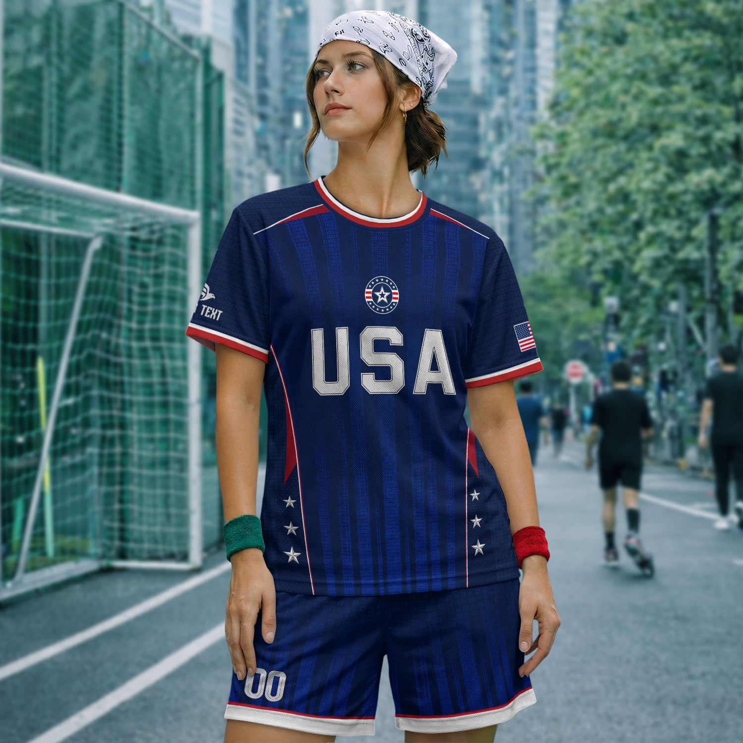 Custom Blue USA Soccer Jersey - Personalized Name & Number Patriotic Sports Shirt
