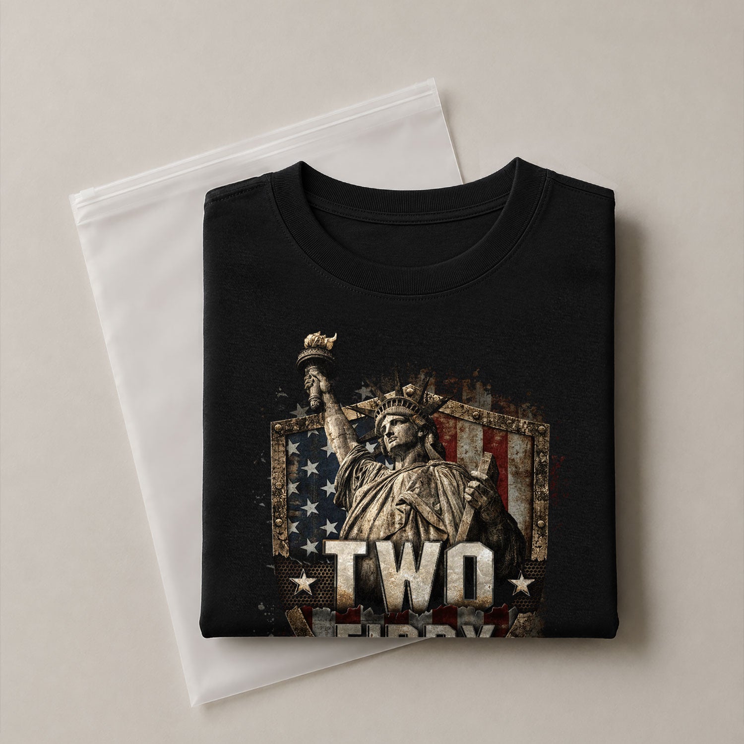 Patriotic Statue of Liberty T-Shirt - Two Fiddy 1776 American Flag Graphic Tee Top - Rust Field Wear