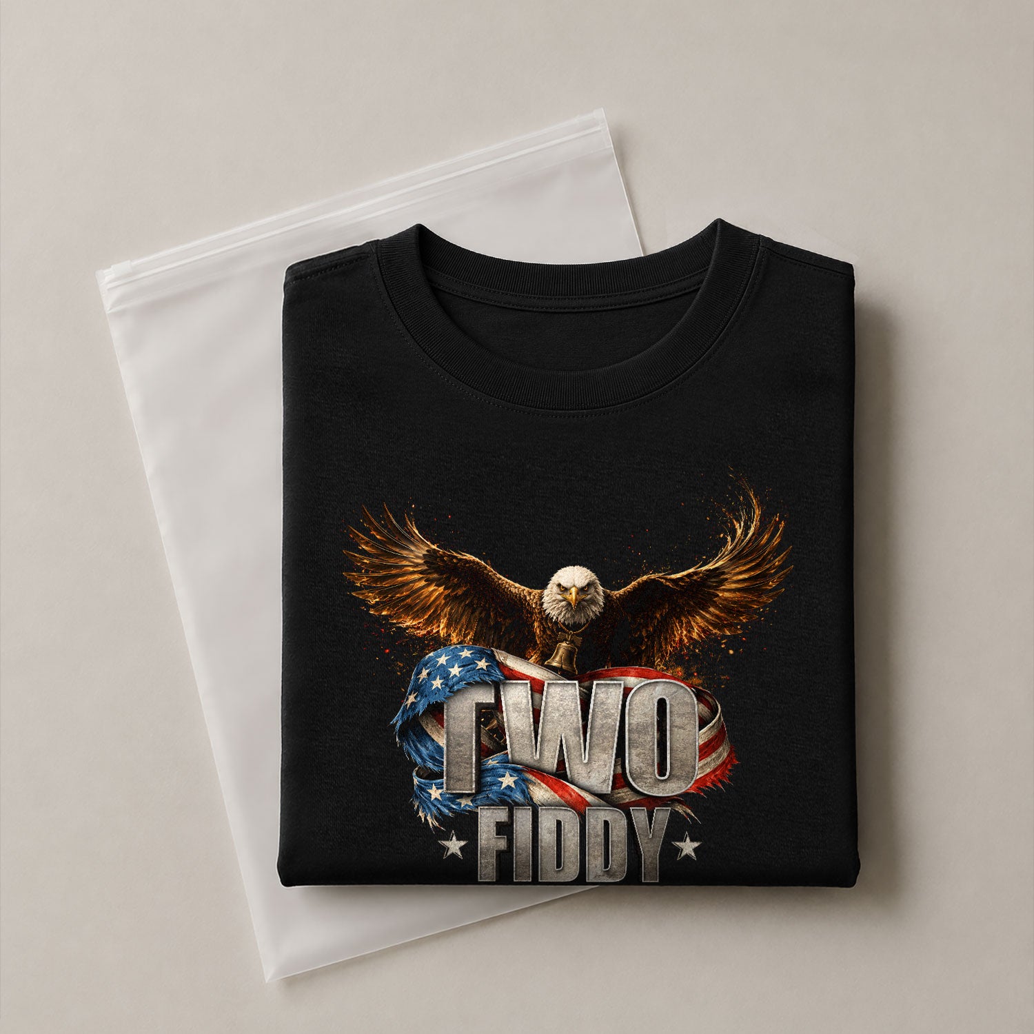 American Pride Graphic T-Shirt - Two Fiddy Eagle Flag Vintage Style Design Cotton Tee - Rust Field Wear